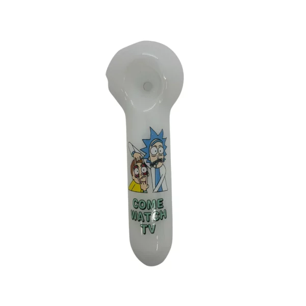 white rick n morty hand pipe
